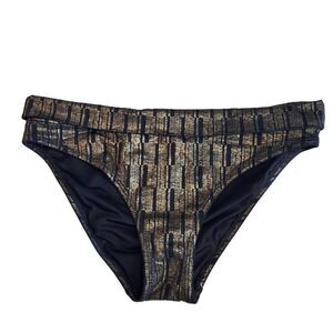 Victoria's Secret Gold Black Foldover Swim Bottoms - Size Large